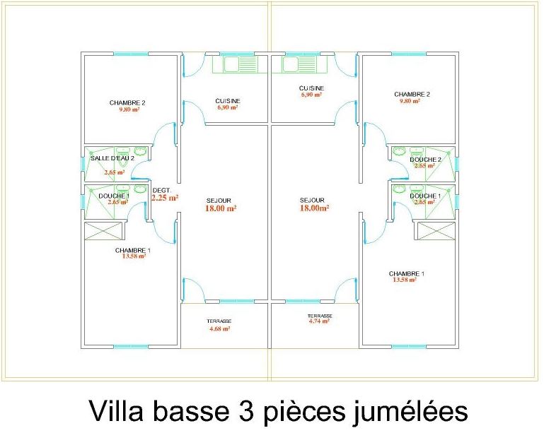 LOGEMENTS SOCIAUX, ÉCONOMIQUES ET STANDINGS - 3 PIECES BASSE - SOCIAL JUMELE