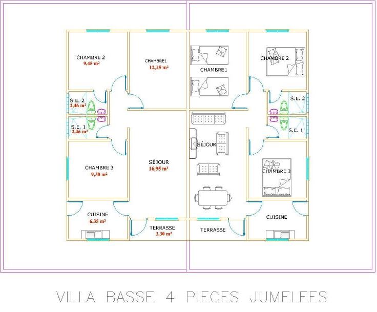 LOGEMENTS SOCIAUX, ÉCONOMIQUES ET STANDINGS - 4 PIECES BASSE - SOCIAL JUMELE